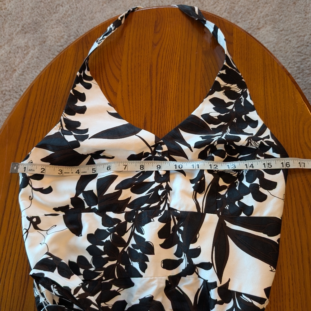 WHBM Elegant Black and White Floral Halter Dress - Picture 5 of 12